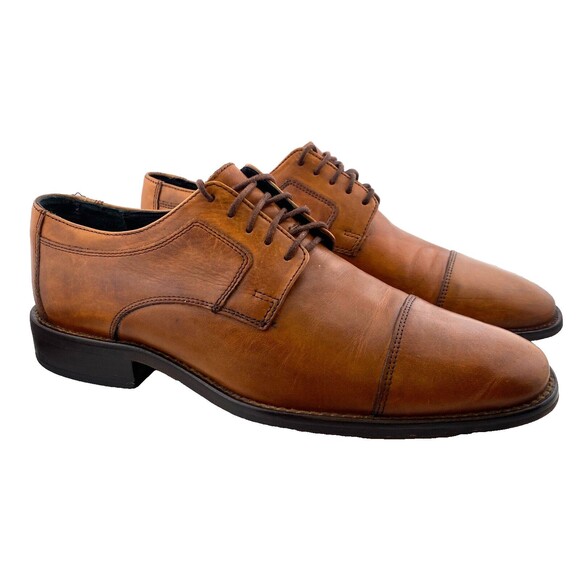 Johnston & Murphy Men\'s 8.5M Brown Leather Melton Cap Toe Oxford Dress Shoes EUC main image 6